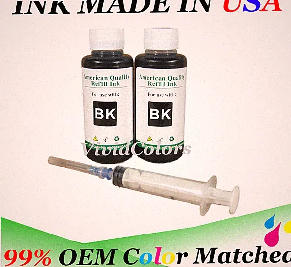 200ml Black bulk refill ink kit with syringe for ALL HP inkjet printer