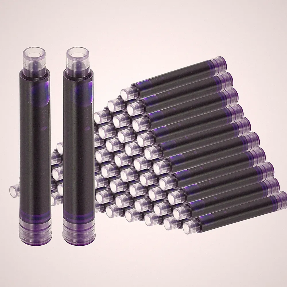 60Pcs Fountain Pen Ink Cartridges, Fountain Ink Refill, Purple