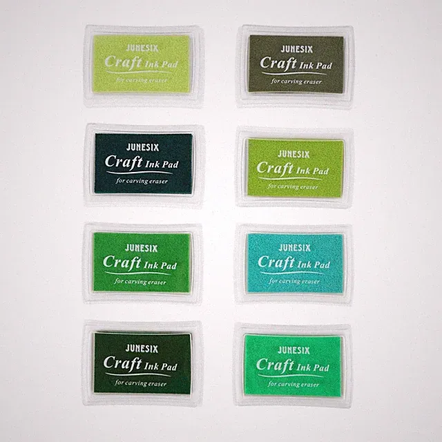 8 PCS Green Ink Pads Assorted Shades Washable Non-Toxic Pet Safe for Craft