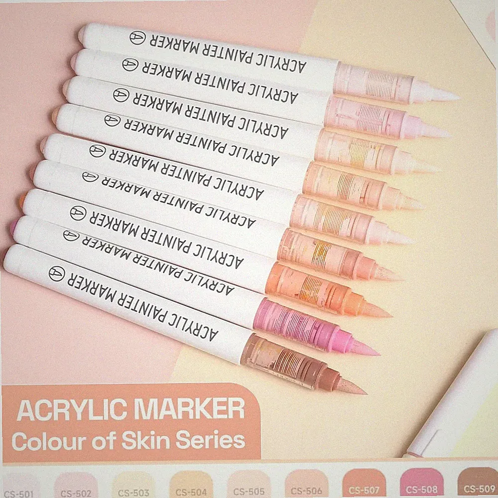 9 Colors Auto Ink Acrylic Paint Markers, Acrylic Art Permanent Markers Pen