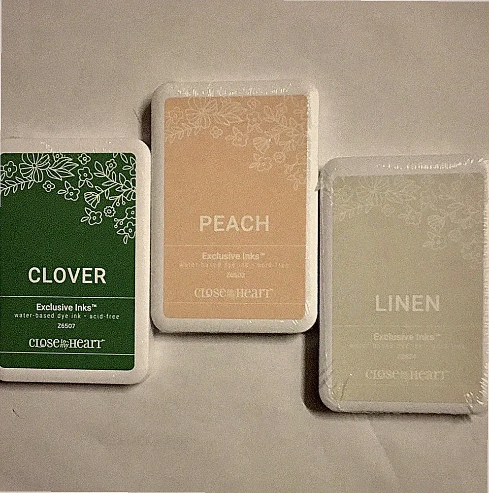 CTMH Magnetic Ink Pad Bundle CLOVER, PEACH & LINEN Water Based Ink Stamp Pad