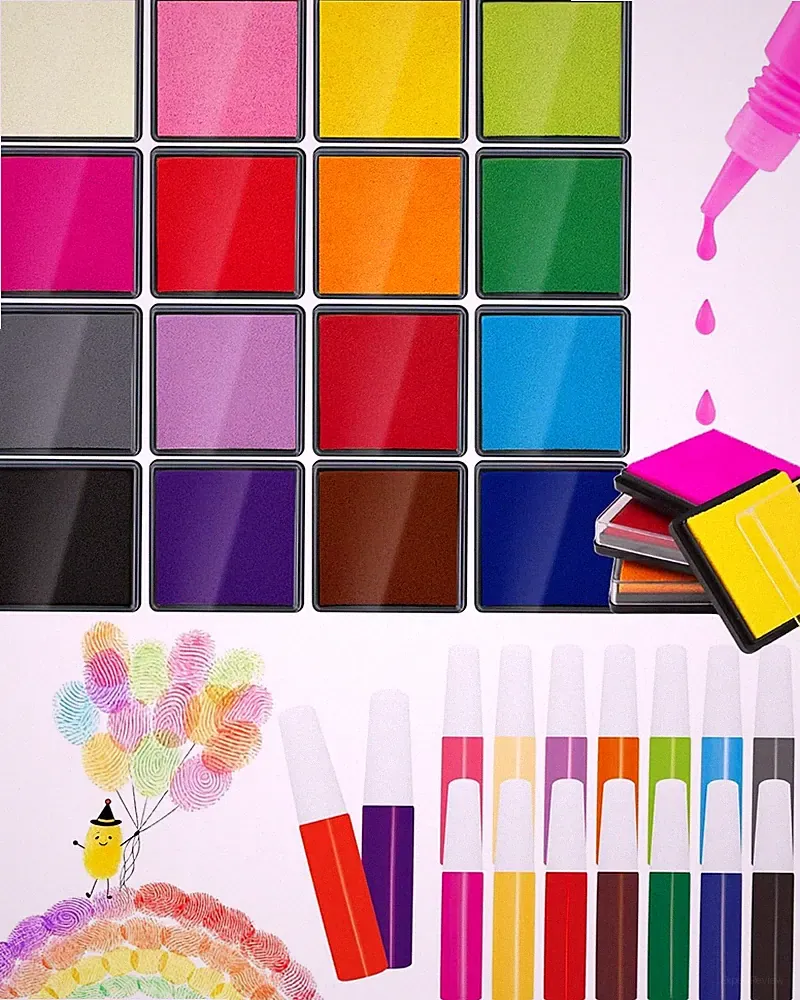 FIVEIZERO 16 Colors Ink Pad Set for Stamps, 1.58"Professional Craft Ink Pads for
