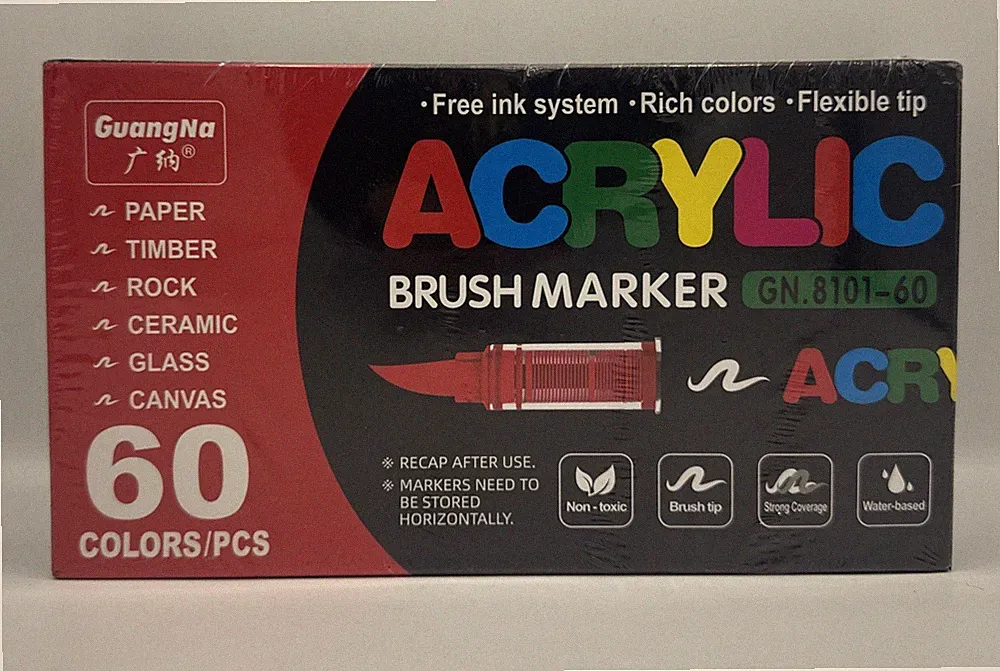 Guangna Acrylic Paint Markers,60 Colors with Direct-Liquid Ink Control System