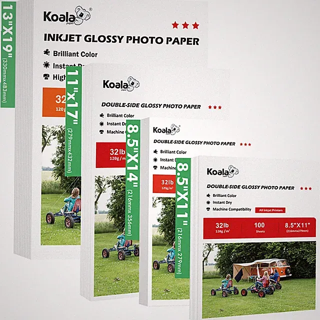 Lot Koala Double Sided Glossy Photo Printer Paper 32LB 8.5x11 8.5x14 11x17 120g