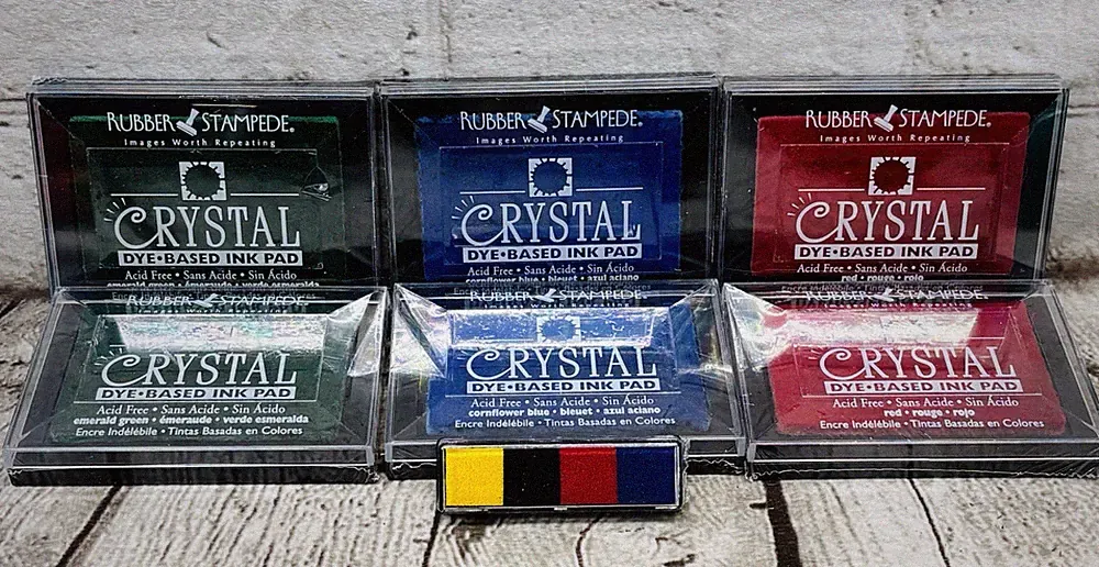 Lot Rubber Stampede Crystal Ink Pads Dye Based Acid Free New Sealed Set Of 7