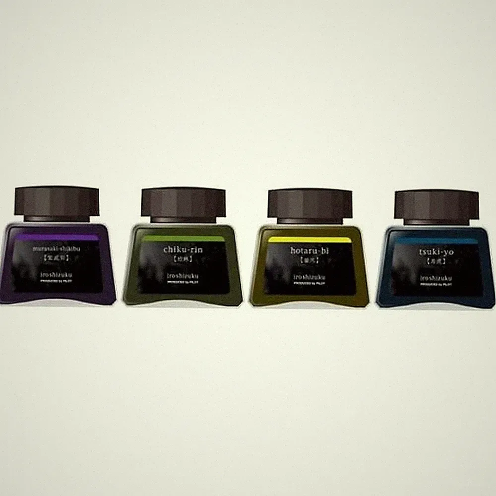 Pilot Ink Bottles Iroshizuku Dye-Based Fountain Pen, Set of 4, Midnight 18431