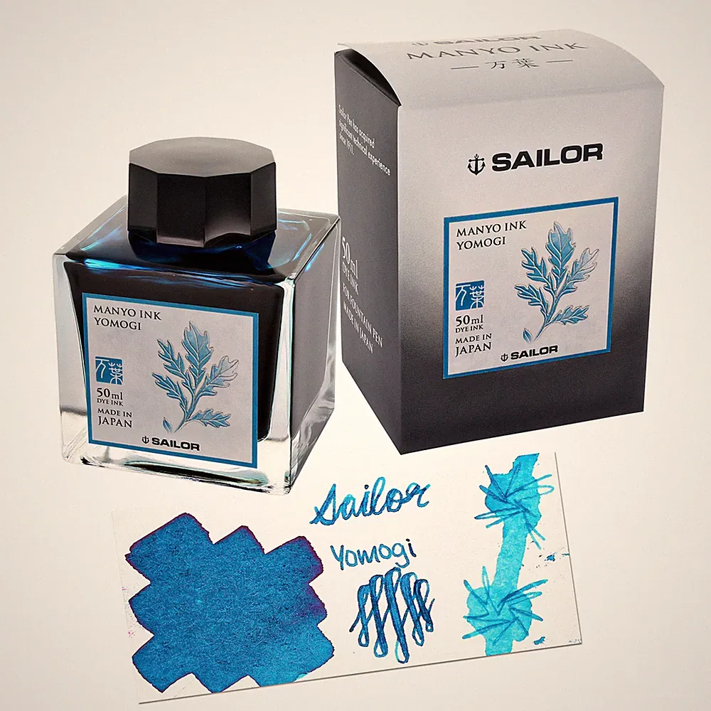 Sailor Manyo Bottled Ink for Fountain Pens in Yomogi -Blue - 50 mL NEW