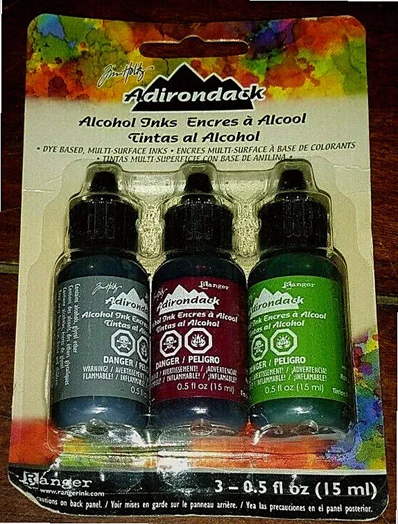 Tim Holtz .5oz Alcohol Inks: Dye Based, Multi-Surface Inks(Slate/Currant/Meadow)