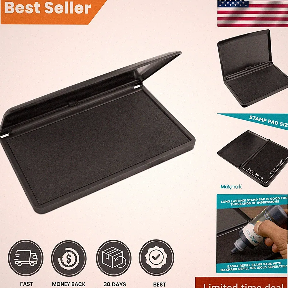 Versatile 3.5" x 6.25" Black Ink Stamp Pad for Any Water-Based Ink